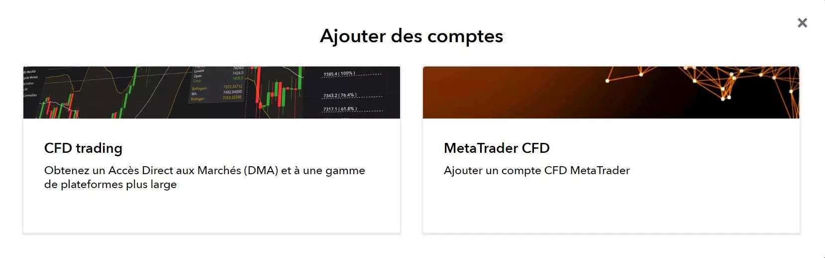 Sélectionnez MetaTrader CFD